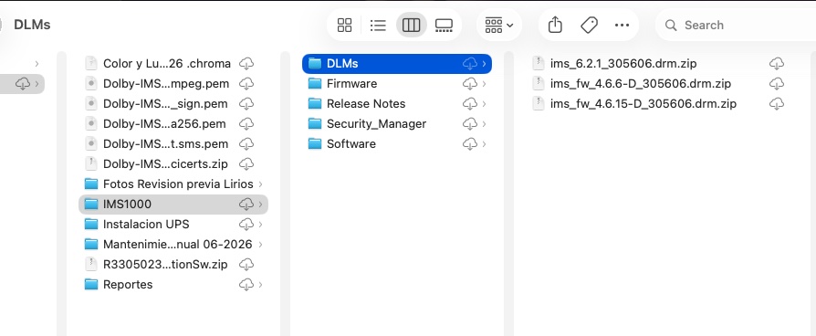 Actualización de firmware — servidor IMS