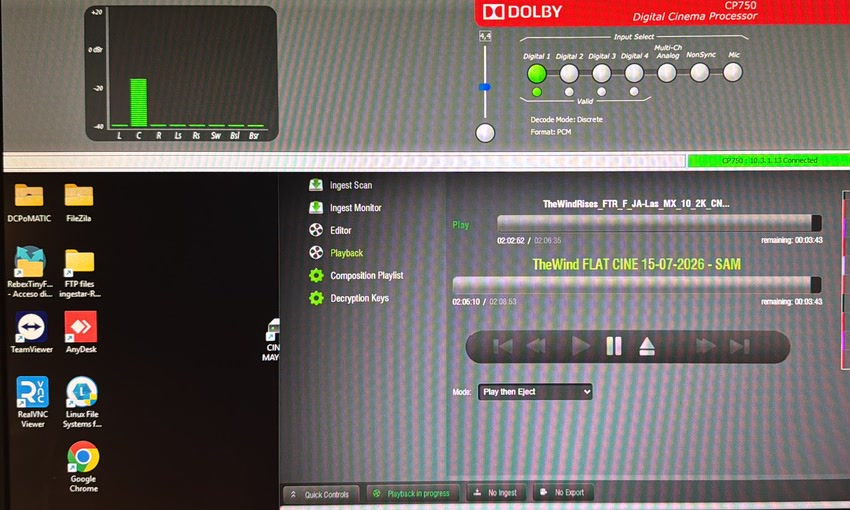Procesador Dolby CP750 y reproducción en el servidor IMS2000